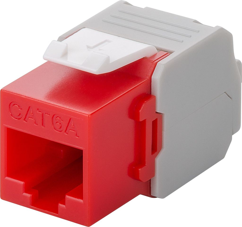 KeyStone RJ45 Jack, Cat. 6a, ungeschirmt, 500MHz, weiß/rot, Good Connections
