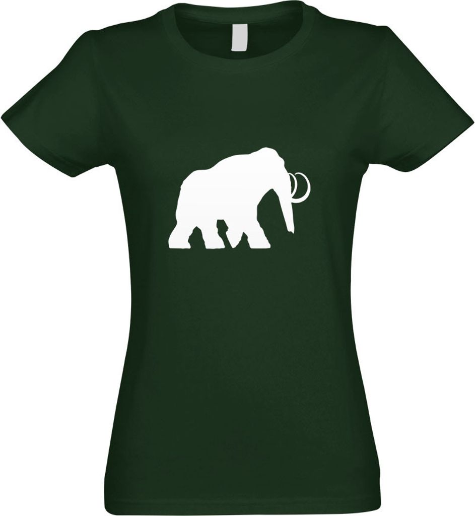 Kiwistar - T-Shirt tailliert - Damen - flaschengrün - Mammut Rüsseltiere Elefant - mit Motiv Bedruckt - Funshirt Design - Sport - Freizeit - Dame...
