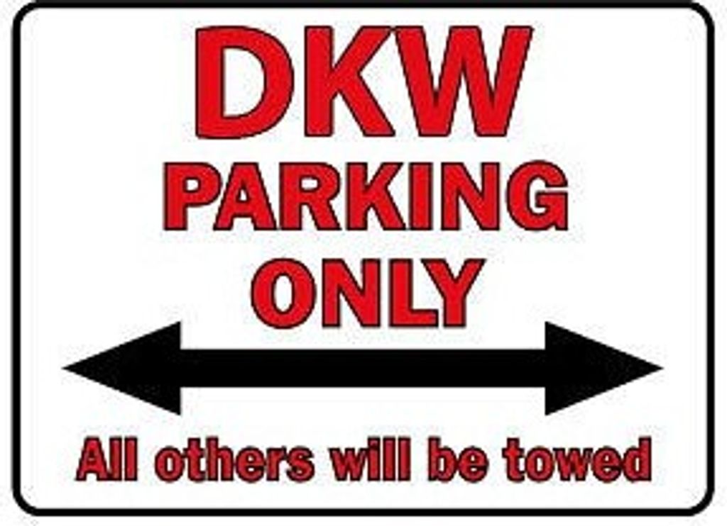 Kunststoffschild - Parkschild - DKW Parking Only - Gr. ca. 40 x 30 cm - 303079 -
