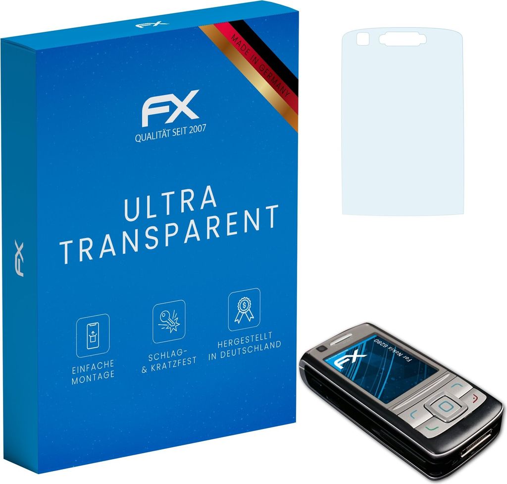 atFoliX FX-Clear 3x Schutzfolie kompatibel mit Nokia 6280 Displayschutzfolie
