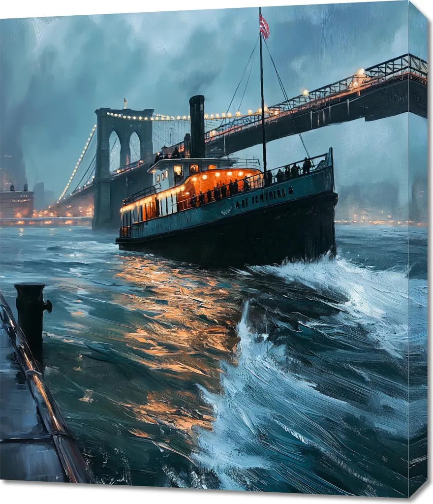 Tableau Vieux bateaux à vapeur 60x70 cm - Déco murale marine rétro chic