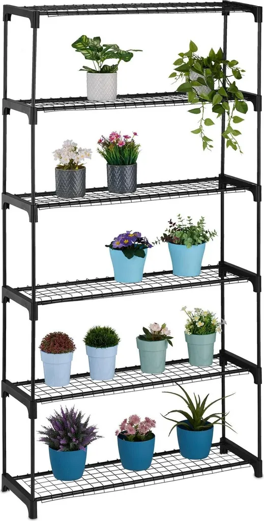 Support plantes 6 étages métal avec plateaux renforcés et stable de 107cm