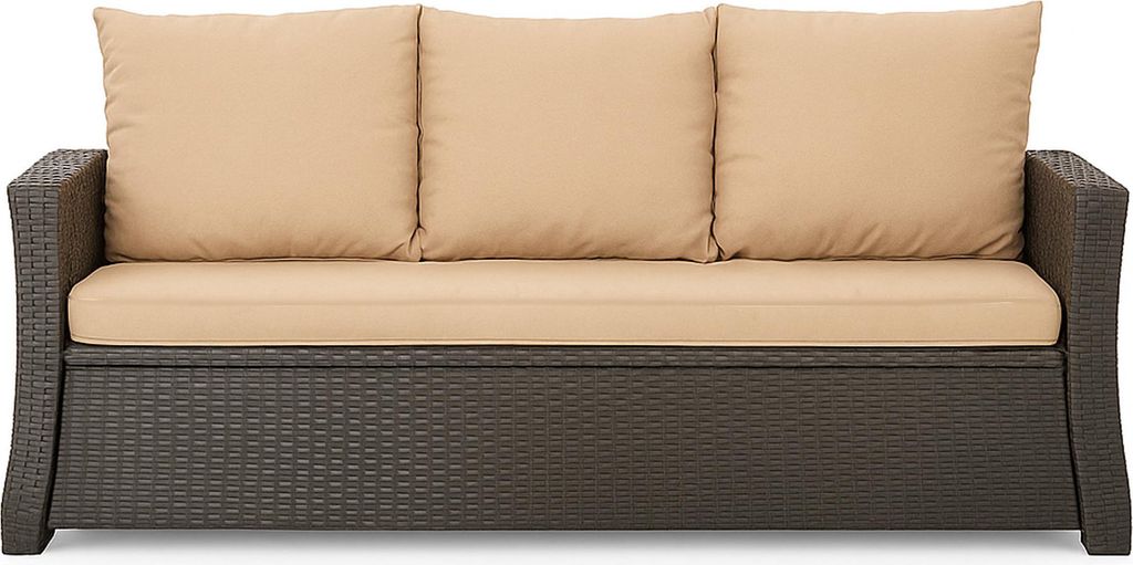 Gartenkissen Set beige – 160x60 + 3x50x56 cm Gartenkissen für ein 2-3-Sitzer-Sofa Weiche Auflagen für Rattan/Polyrattan – Abnehmbare Bezüge
