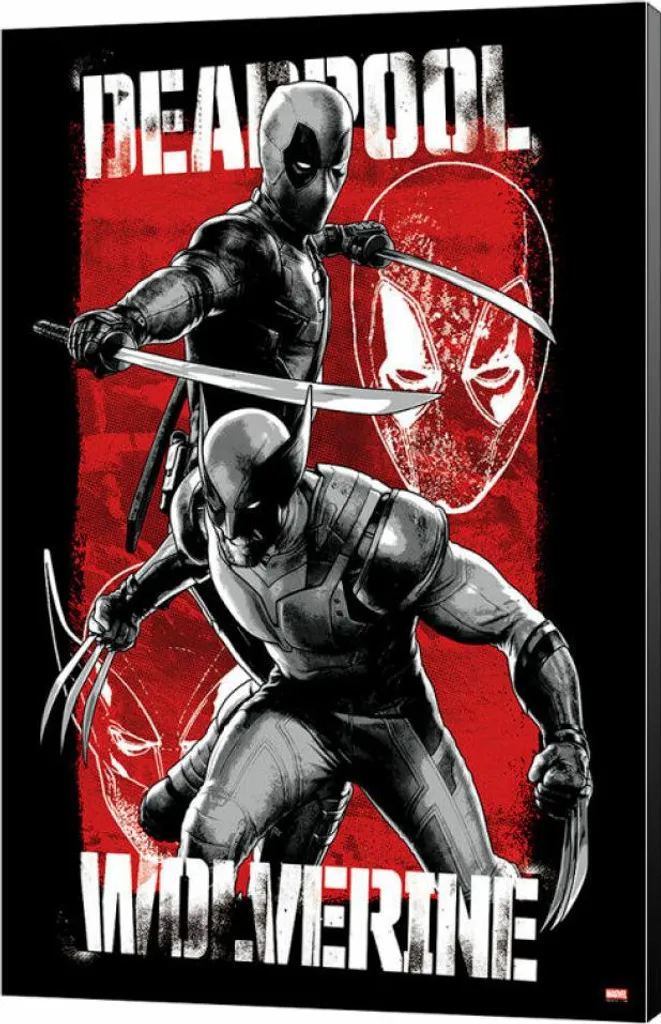 Art mural Deadpool & Wolverine impression bois haute définition 35x50