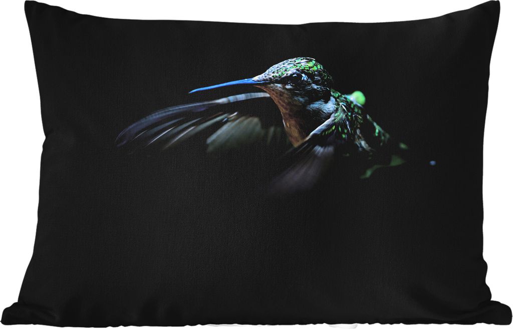 MuchoWow Outdoor Kissen - Kolibri - Federn - Schwarz - 60x40 cm - Wetterfest - Lounge Kissen - Zierkissen - Kissen für Innenräume