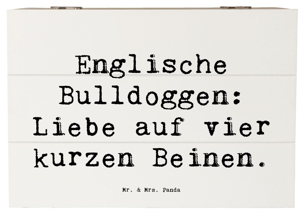 Mr. & Mrs. Panda Holzkiste Spruch Englische Bulldogge Liebe 22 x 15 cm - Weiß - Geschenk, Hunderassen Pflege, Box, auf vier kurzen Beinen, Hund, t...