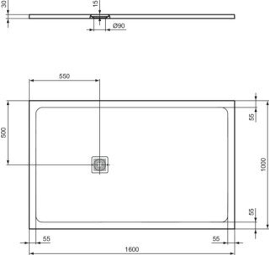 IDEAL STANDARD T5610FV Rechteck-Brausewanne Ultra Flat S +