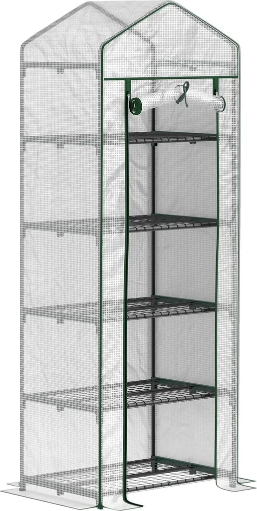 Mini-serre de jardin à 5 niveaux 69x49x193 cm avec structure en métal