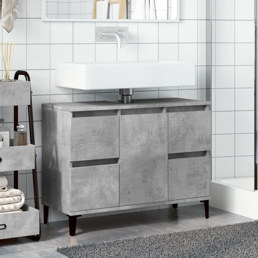 Hochwertigen Möbel Spiegelschränke - Grau Waschbeckenunterschrank Betongrau 80x33x60cm Holzwerkstoff NEU9888180