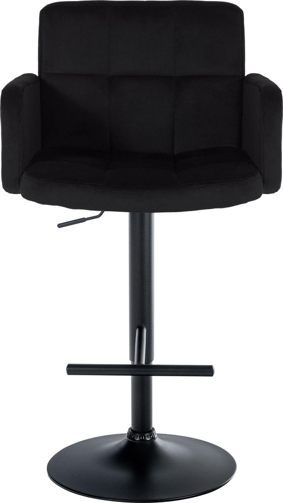 2er Set Barhocker SUTUN - Samt Schwarz 60x56x93 cm Schwarz | Barstuhl Höhenverstellbar Mit Lehne Drehbar Tresenhocker Tresenstuhl Kneipenhocker