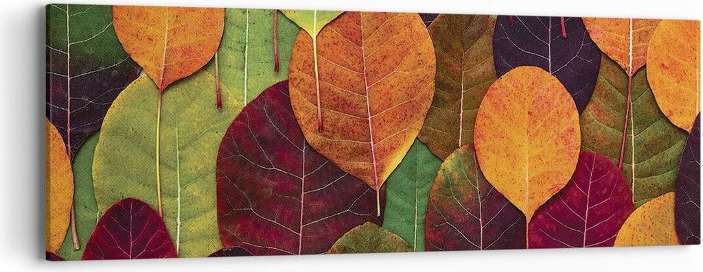 Bild auf Leinwand - Leinwandbild - Einteilig - Herbst Blätter Grafiken - 90x30cm - Wand Bild - Wanddeko - Wandbilder - Leinwanddruck - Bilder - Wa...