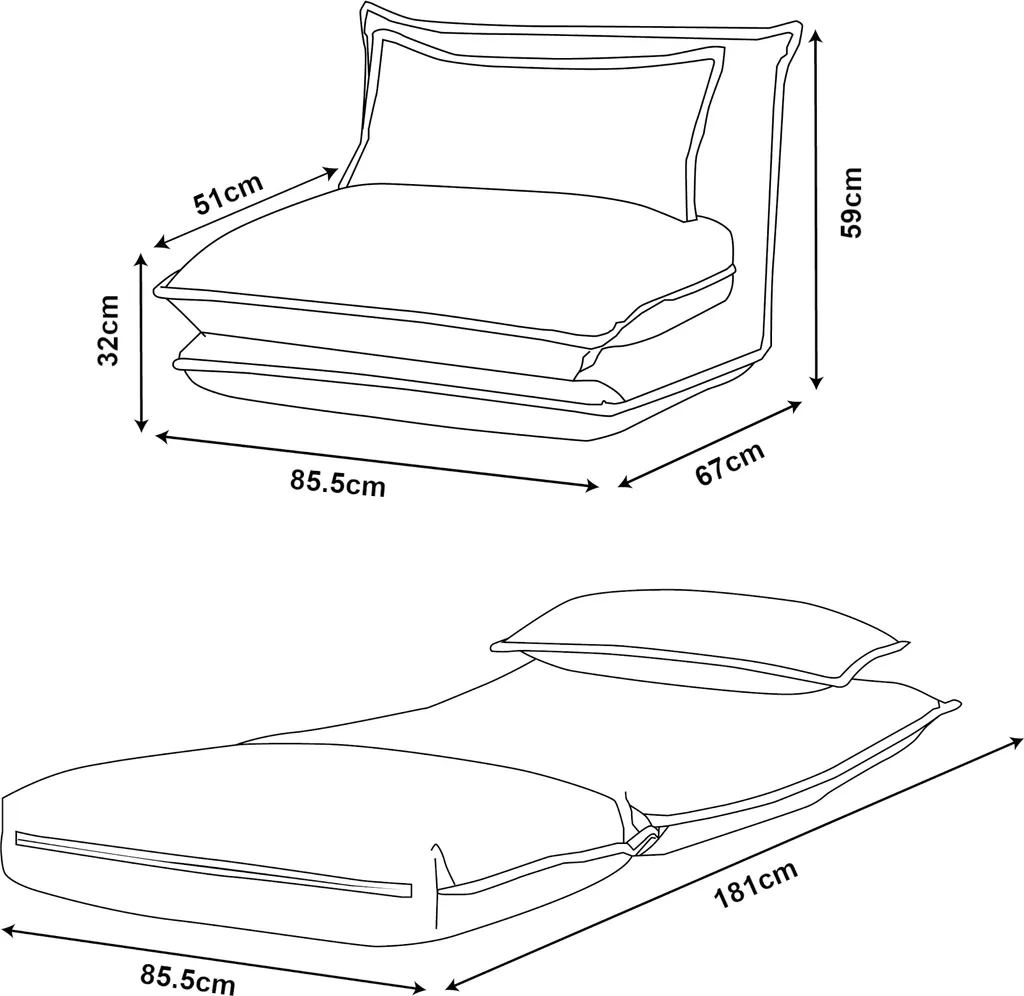 Lit d'appoint 1 place Umeå gris - Fauteuil modulable pour studio - 4