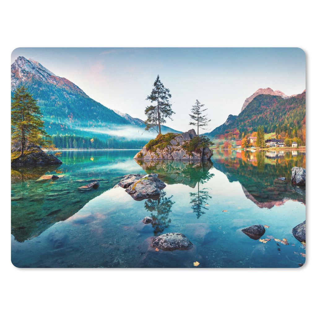 MuchoWow Mauspad Mousepad Berge - See - Bäume - Natur - Wasser 40x30 cm - Mousepads - Maus Mat - Pad - Mausunterlage - Anti Rutsch
