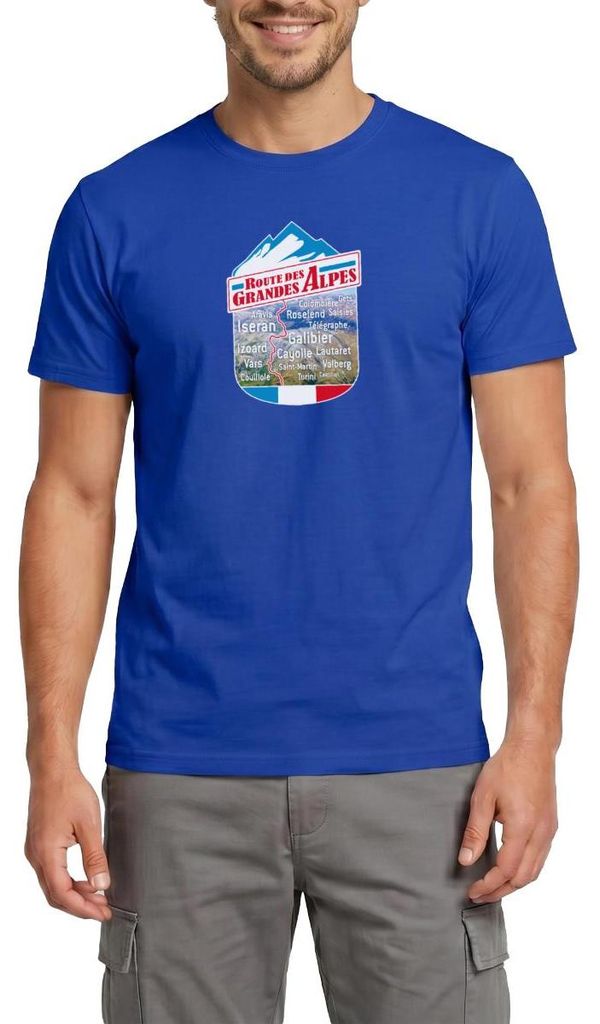 Spreadshirt Route Des Grandes Alpes Souvenir Männer T-Shirt, XXL, Dunkelblau