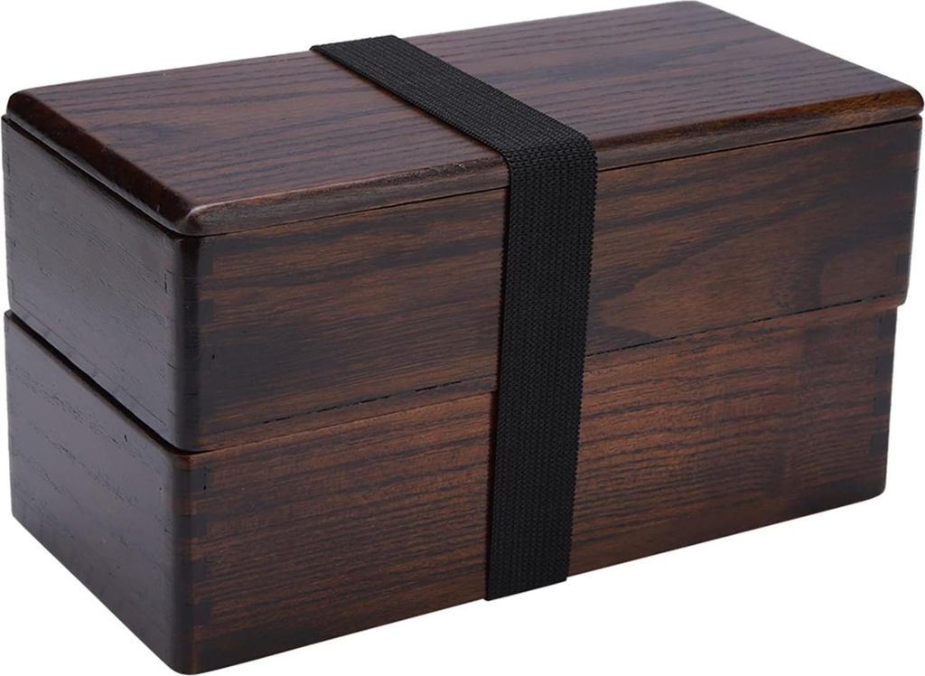 Holz-Lunchbox - Japanische Stil Bento Box Doppelschichtig Rechteckig - Lebensmittelbehälter Für Picknick Sushi - Geschenke Für Frauen