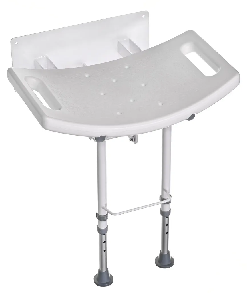 Chaise de douche pliante murale avec pieds réglables, Assise antidérapante