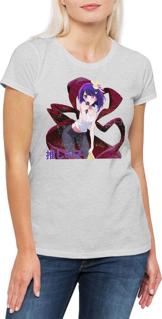 Urban Backwoods Hoshino Girl, Damen T-Shirt, Farbe: Hellgrau, Größe: L