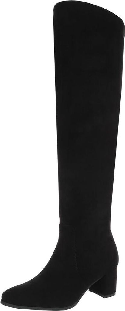 Ital-Design Damen Stiefel Wildlederoptik Overknees 90152968 Schwarz Gr. 39