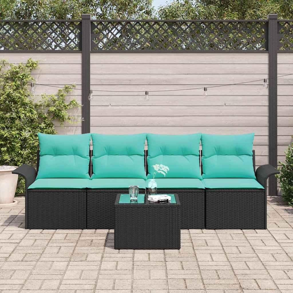 Möbel Balkonmöbel Gartenmöbel-Set - Schwarz - CLORIS Sofa Set mit Kissen 5 pcs - Schwarz Poly-Rattan,39.5 Kg - 922044