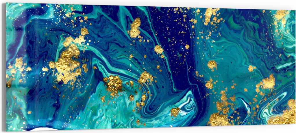 DEQORI Glasbild Acryl 125x50 cm 'Marmor mit Goldakzent' Wandbild Bild modern Deko