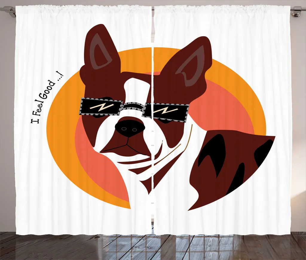 Rideau à fronces ABAKUHAUS rustique motif chien cool multicolore 280x225cm