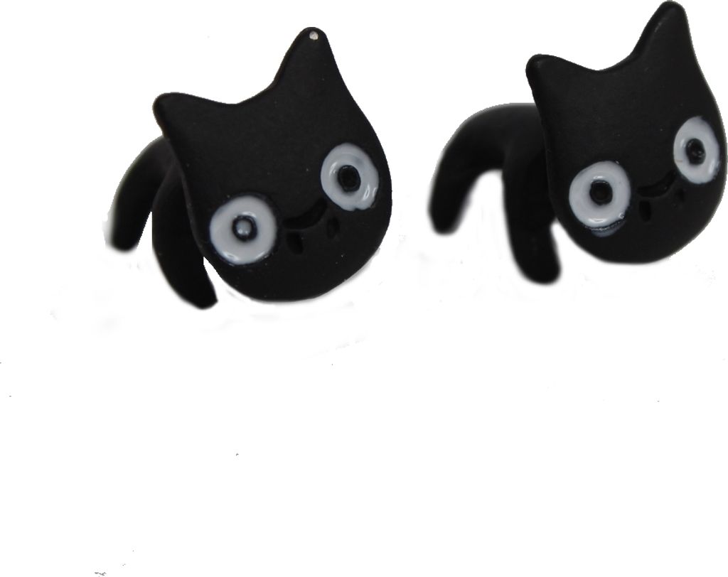 3D Katzen Ohrstecker Ohrringe in der Farbe Schwarz