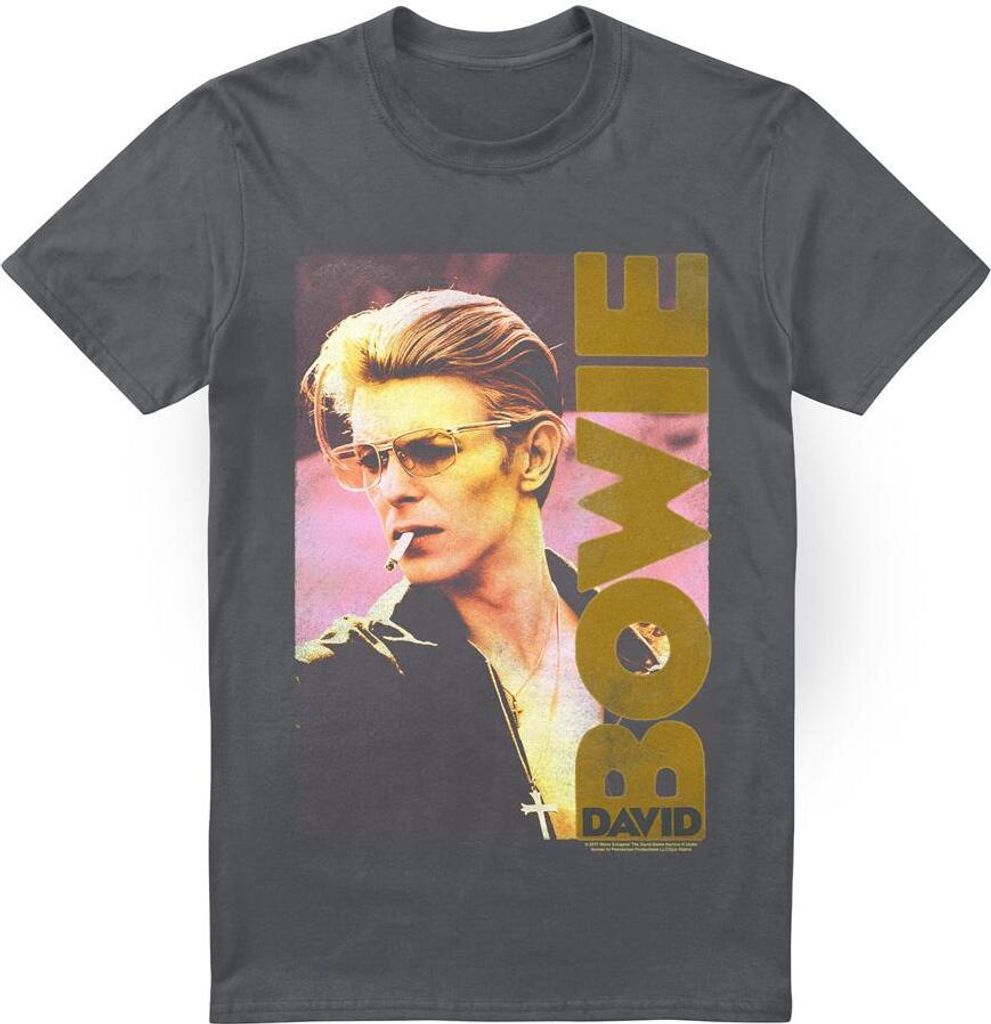 David Bowie - "Smokin" T-Shirt für Herren TV13384 (4XL) (Holzkohle)