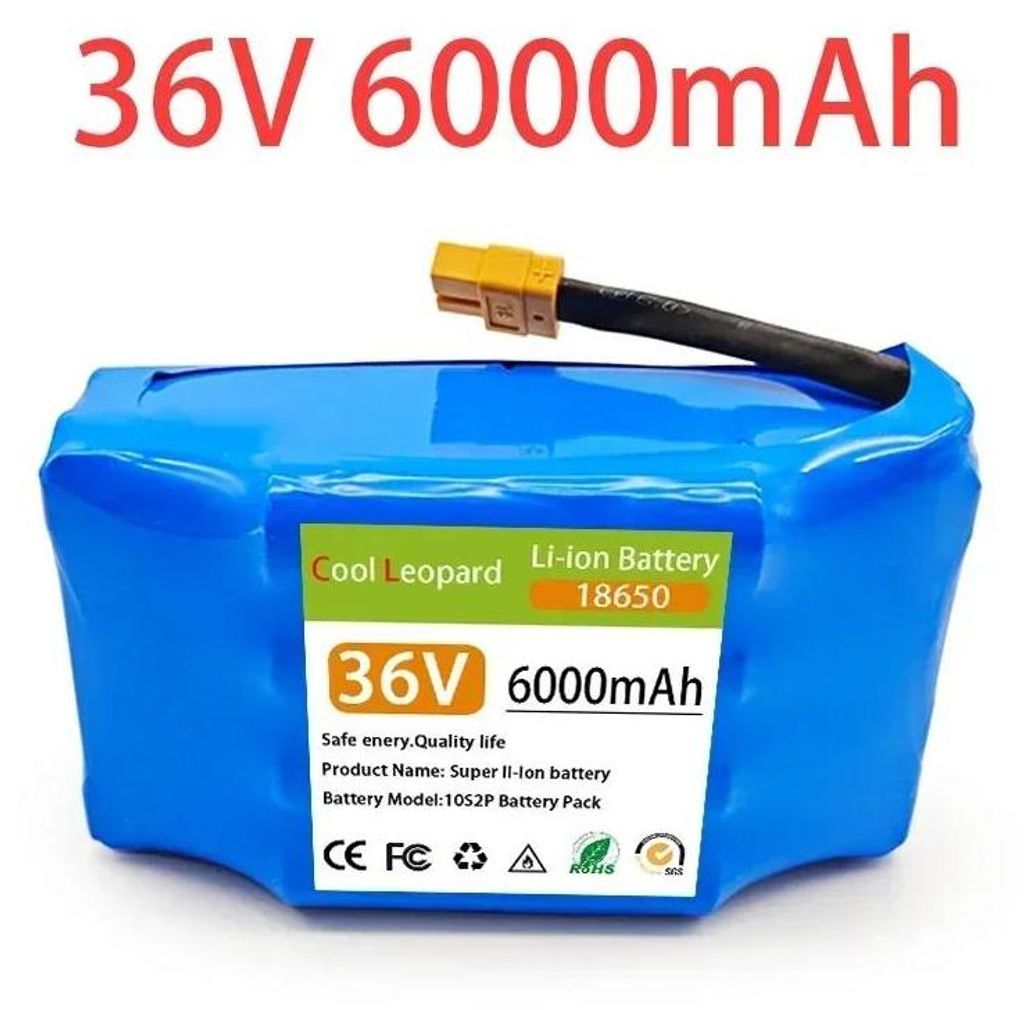 Akku für E-Scooter Hoverboard - 10S2P 18650 Lithium-Ionen Akkupack - 36V 6000 mAh - Wiederaufladbar - Für selbstbalancierenden Scooter/Einrad - V...
