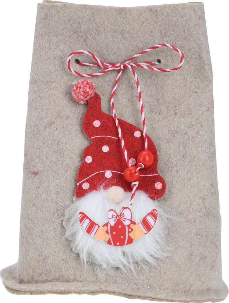 Weihnachtssack mit Wichtelmännchen, 12 x 14,5 cm