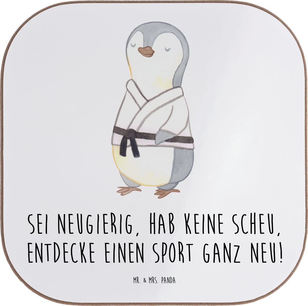 Mr. & Mrs. Panda Tischschoner Neuer Sport - Weiß - Geschenk, Stärke, und Fitness, Coaster, Trost, Vertrauem, Spaß am, neue Sportart, Zuversicht,...