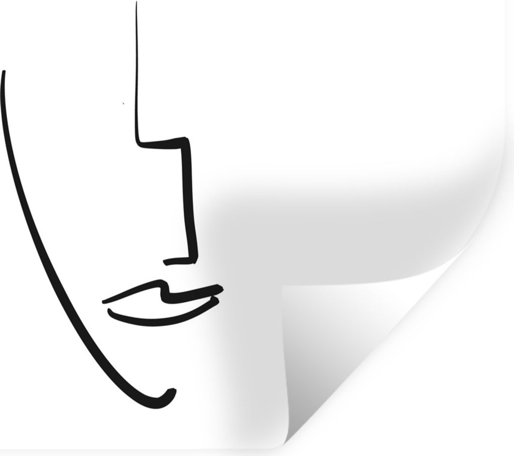 MuchoWow Wandtattoo Wandsticker Wandaufkleber Gesicht - Frau - Abstrakt 90x60 cm Selbstklebend und Repositionierbar - Aufkleber