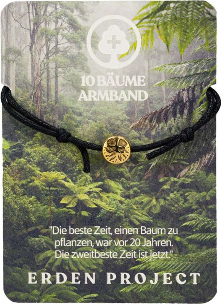 Goldenes Armband aus Edelstahl und gewachster Baumwolle, Einstellbar, Vegan, Plastikfrei