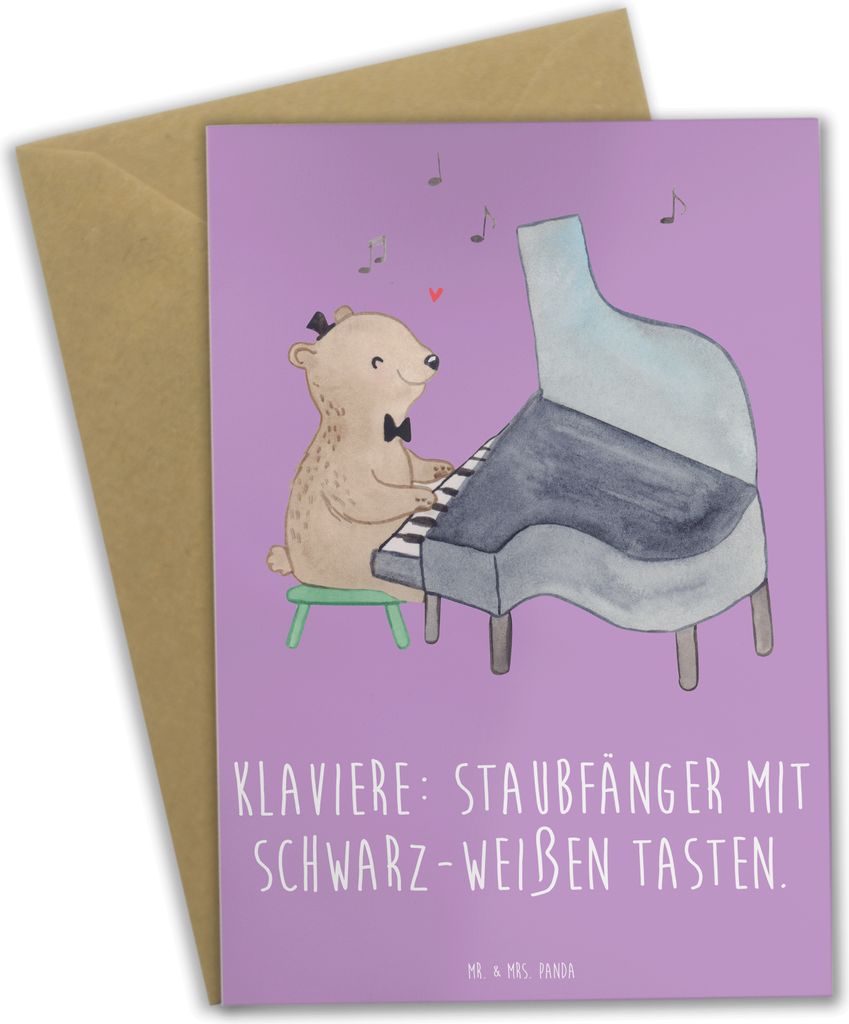 Mr. & Mrs. Panda jubiläumskarte Klavier Staubfänger - Lavendeltraum - Geschenk, Instrument, Lernen, Konzert, einladungskarten, Musical, Klaviersp...
