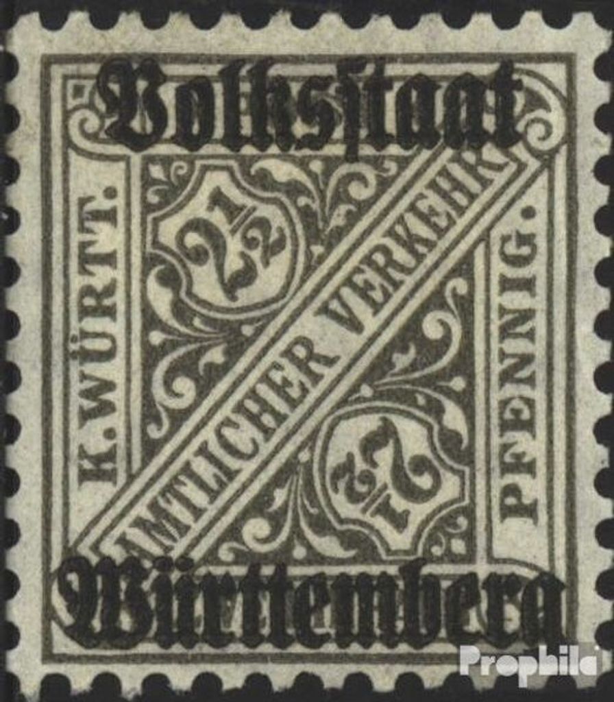 Briefmarken Württemberg 1919 Mi D258 postfrisch Ziffern in Schildern