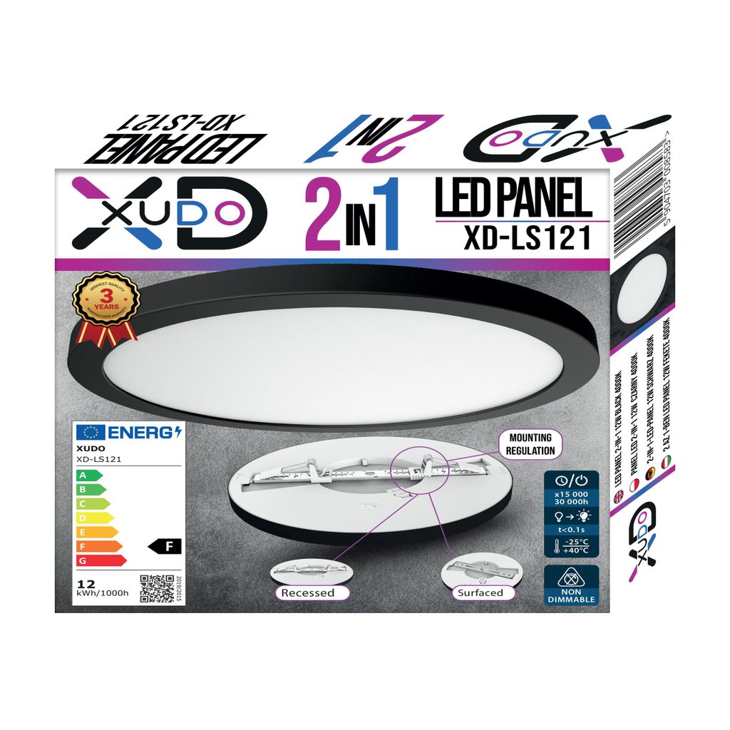 XUDO LED Panel 2-in-1 12W, Rund Ø17 cm, 1350 lm, 4000K, Produktbild 