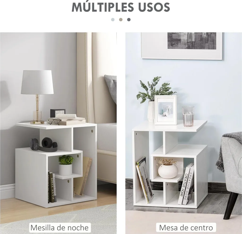 Table basse pour plateau télé - Meuble de salon blanc gain de place - 8
