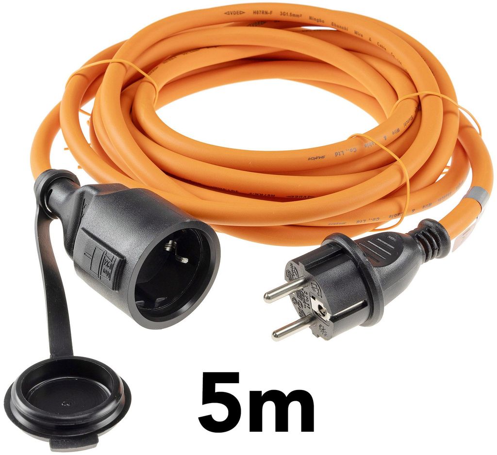 Predlžovací kábel 5 m, IP44, oranžový H07RN-F 3G1,5 , Obrázok produktu 