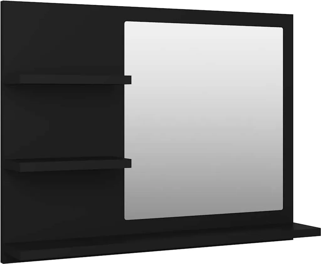 Specchio Bagno Nero vidaXL con Mensole: Il Top per Piccoli Spazi!