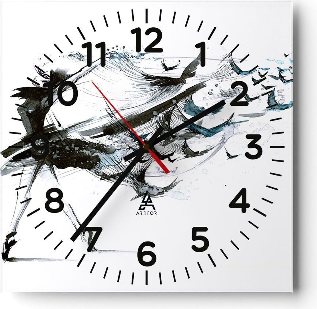 Wanduhr - Quadrat - Glasuhr - Tanz eine Frau Ballett Aktivität - 40x40cm - Schleichendes Uhrwerk - Lautlos - zum Aufhängen bereit - Dekoration Mo...