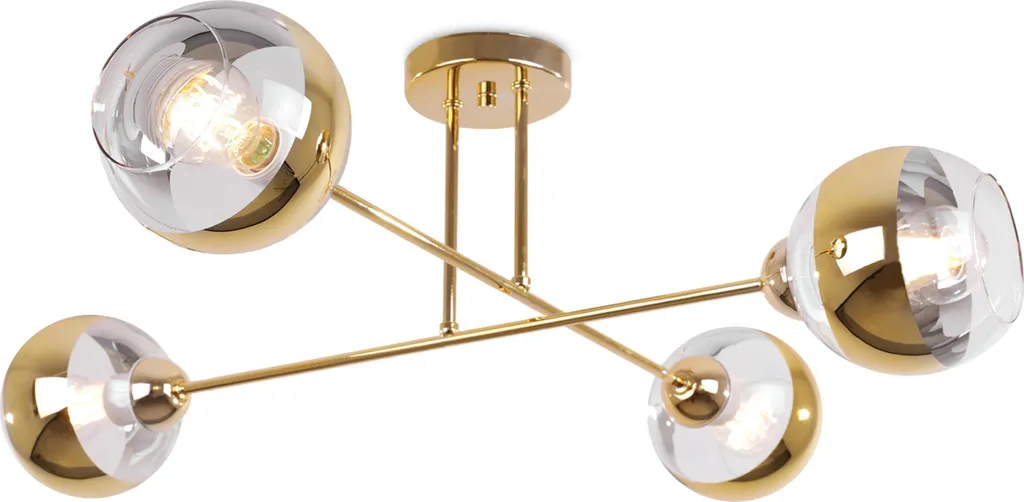 Plafonnier or 4 globes en verre E27 pour éclairage salle à manger