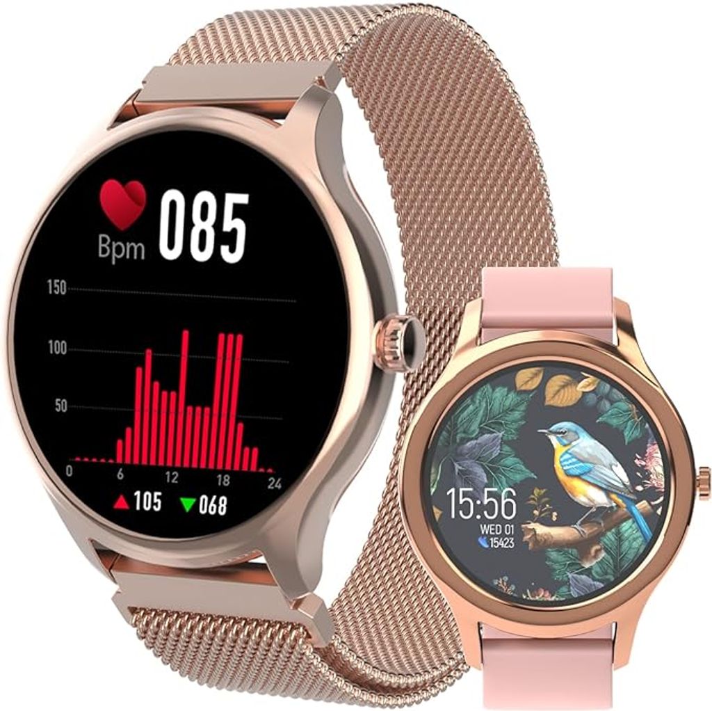 Damen Smartwatch Sportband ForeVive 3 SB-340 Bluetooth Musiksteuerung, Schrittzähler etc. IP68, Fitness-Uhr, Herzfrequenzmesser Schlankes gold