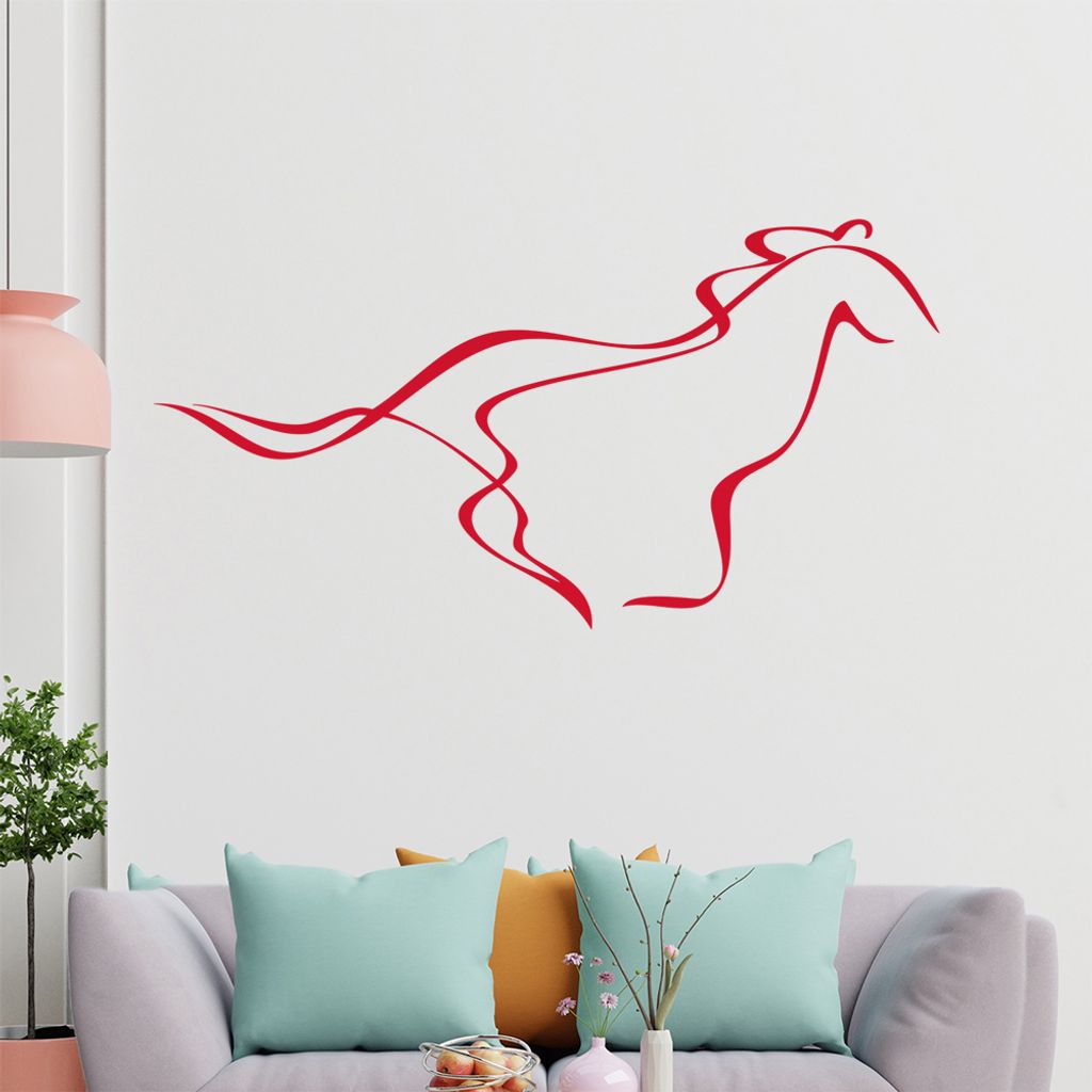 Pferd Linien Wandtattoo in 6 Größen - Wandaufkleber Wall Sticker - Dekoration, Küche, Wohnzimmer, Schlafzimmer, Badezimmer
