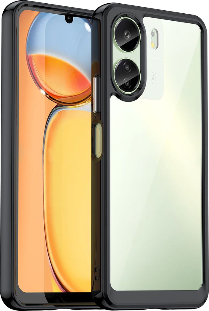 Schutzhülle für Xiaomi Redmi 13C /Poco C65 Klar Rückseite Stoßfeste TPU Silikon Bumper Hülle Schwarz