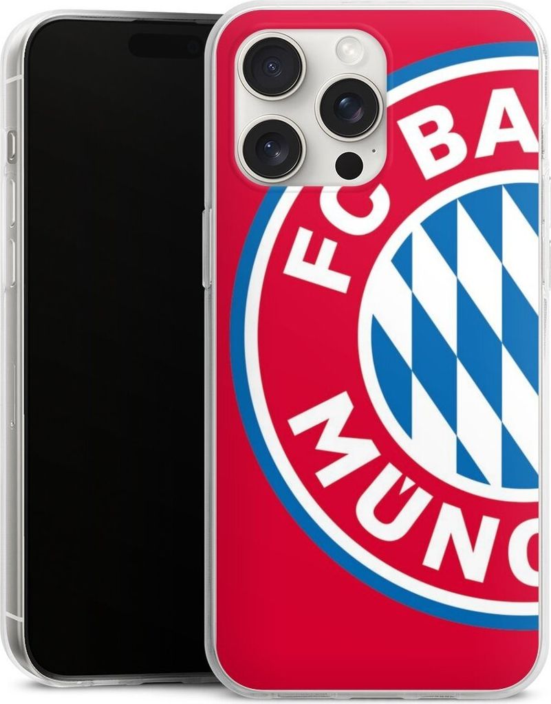 DeinDesign Handyhülle für Apple iPhone 15 Pro Max Silikon Hülle Case Smartphone Schutzhülle FC Bayern München FCB Offizielles Lizenzprodukt