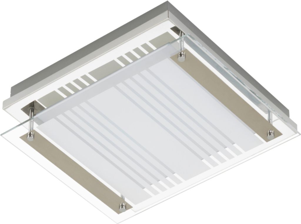 LED Deckenleuchte 24W/230V Chrom 3-Stufen Dimmbar Glas 2100lm 36x32x8,5cm