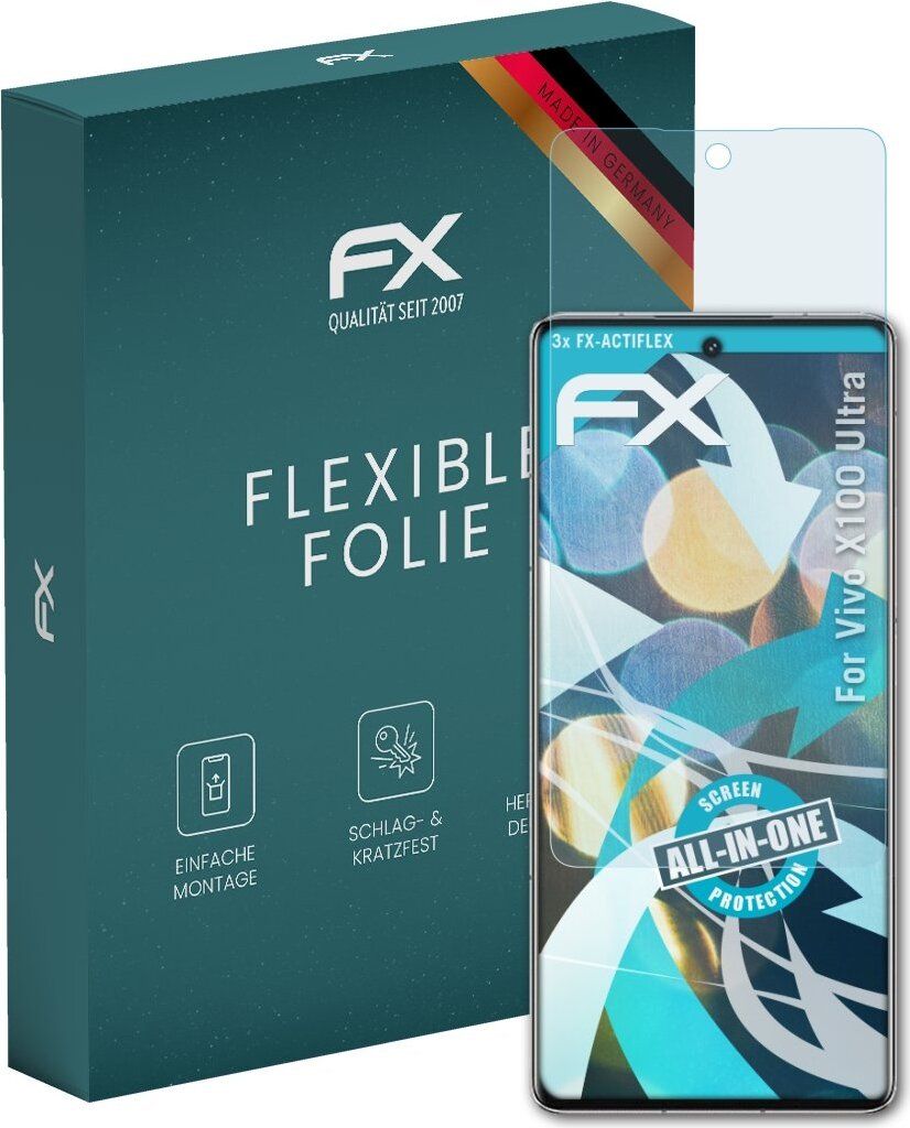 atFoliX FX-ActiFleX 3x Schutzfolie kompatibel mit Vivo X100 Ultra Folie