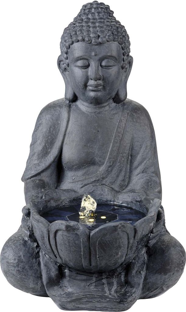 Solarna fontanna Budda. Ciepłe światło. 29,5x28x45cm Zdjęcie produktu 