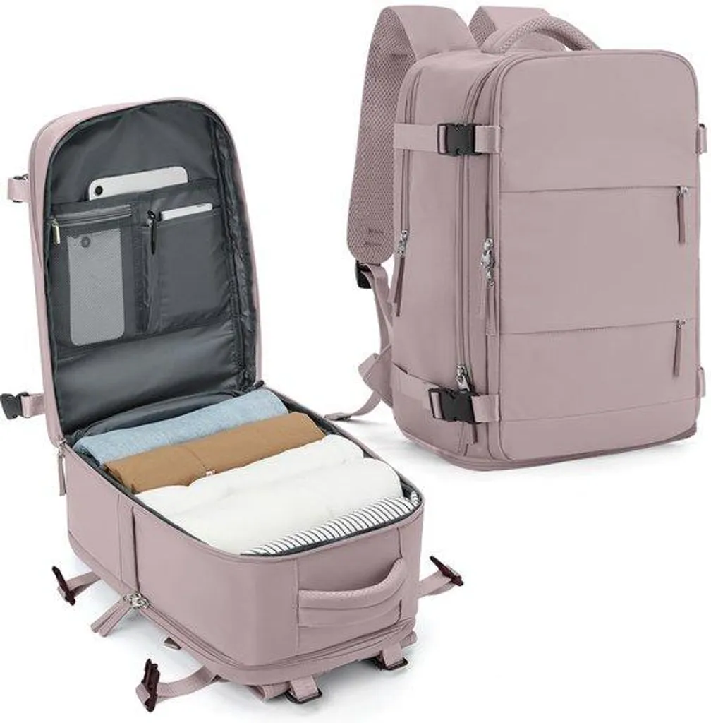 Grand sac à dos professionnel rose, imperméable avec rangement chaussures
