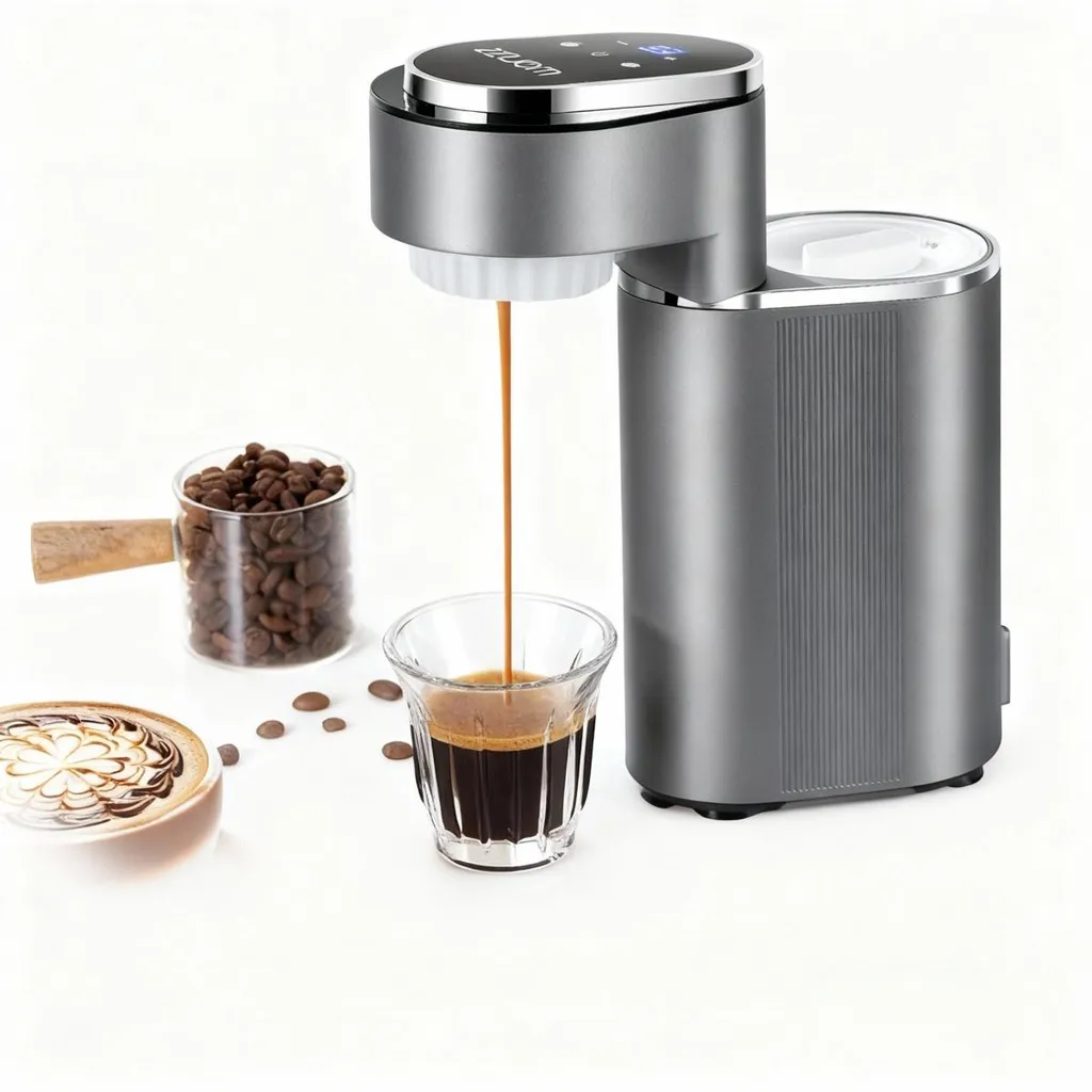 AIORBER Tragbar Mini Kaffeemaschine, 15 Bar Druck, Heiß- und Kaltgetränk, Vorbrühsystem, One-Touch, 11-stufige Temperaturregelung, Schwarz