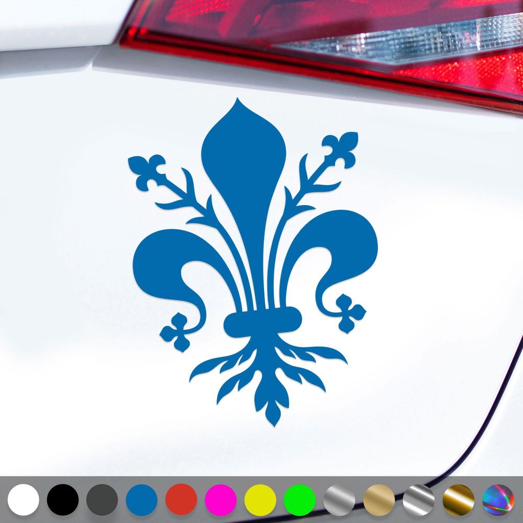 PantherPixel Lilie Aufkleber Florenz Fleur De Lis Lys Decor Sticker Auto Geschenkidee Farbe Blau